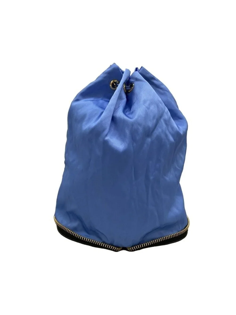 Prada Pouch Light Blue Black Drawstring Foldable Leather